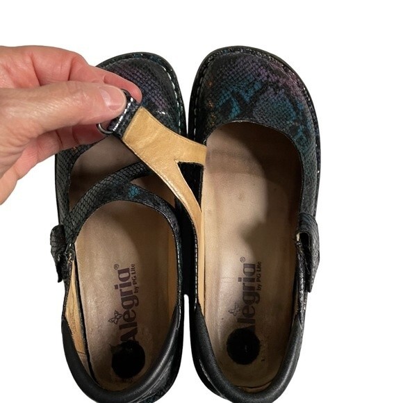 Alegria Dayna Special Serpent multi color snakeskin mary jane shoes size 6 - Picture 6 of 8